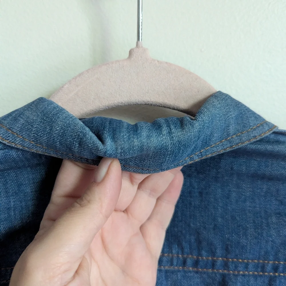 VINTAGE LEE Retro Light Wash Cotton Minimalist Simple Breasted Blazer Size Large - Picture 10 of 16